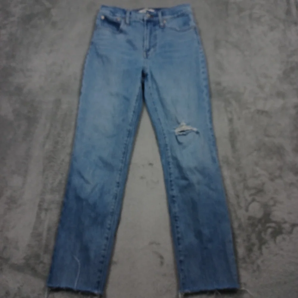 Madewell Jeans Womens 25 Blue Denim Perfect Vintage Crop Distressed Preppy